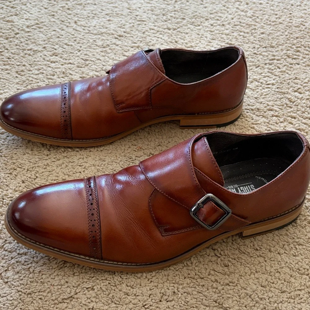 Stacy Adam’s cognac leather monk strap loafer dress shoe 12M - Picture 4 of 13